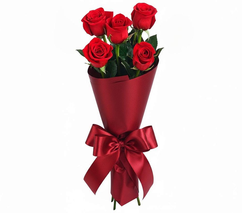 Букет 5 Красных роз Эдлесс Лав в Возрождение