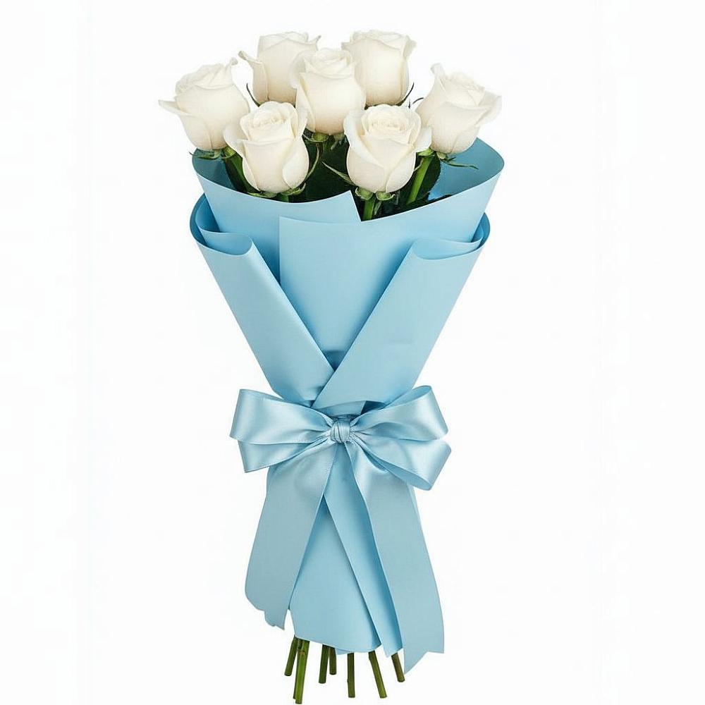Букет 7 белых роз Проуд в Возрождение