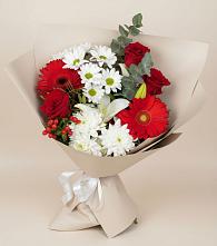 Букет цветов из:  Розы, Хризантемы, Герберы и Лилии в Возрождение