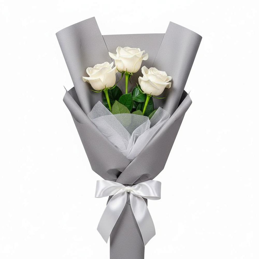 Букет 3 белые розы в Возрождение