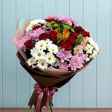 Букет цветов из:  Розы, Хризантемы и Альстромерии в Возрождение