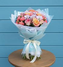 Букет цветов из:  Хризантемы и Розы в Возрождение